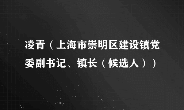 凌青（上海市崇明区建设镇党委副书记、镇长（候选人））