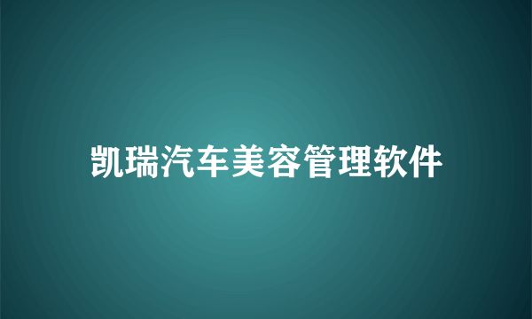 凯瑞汽车美容管理软件