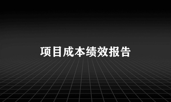 项目成本绩效报告