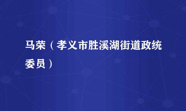 马荣（孝义市胜溪湖街道政统委员）