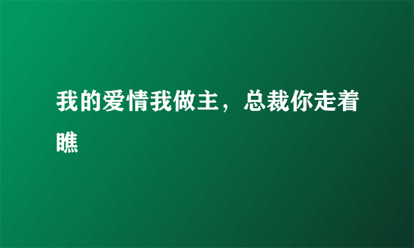 我的爱情我做主，总裁你走着瞧