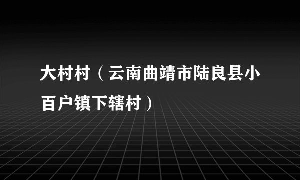 大村村（云南曲靖市陆良县小百户镇下辖村）