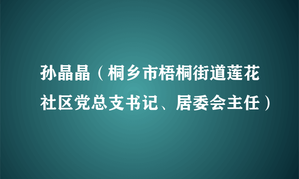 孙晶晶（桐乡市梧桐街道莲花社区党总支书记、居委会主任）