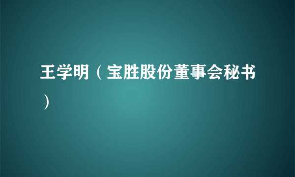 王学明（宝胜股份董事会秘书）