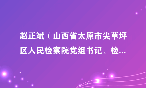 赵正斌（山西省太原市尖草坪区人民检察院党组书记、检察长、四级高级检察官）