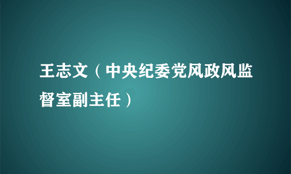 王志文（中央纪委党风政风监督室副主任）