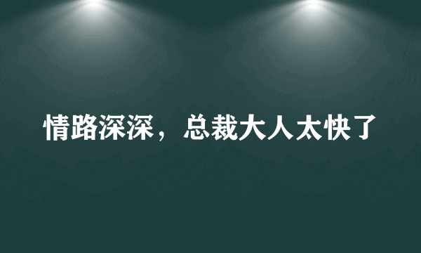 情路深深，总裁大人太快了