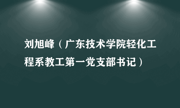 刘旭峰（广东技术学院轻化工程系教工第一党支部书记）