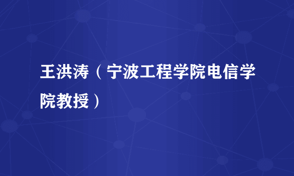 王洪涛（宁波工程学院电信学院教授）