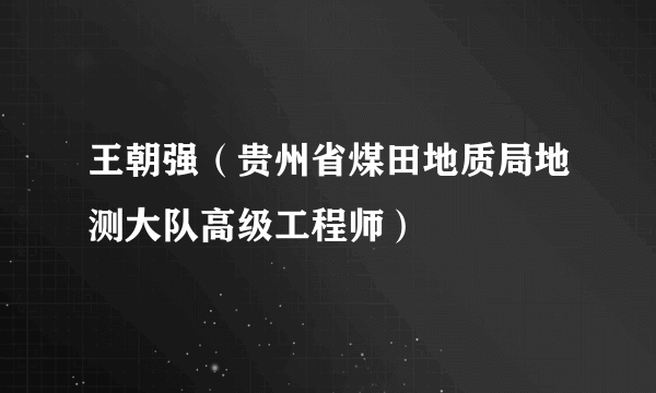 王朝强（贵州省煤田地质局地测大队高级工程师）