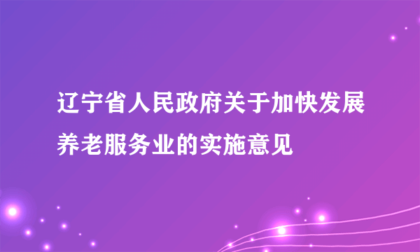 辽宁省人民政府关于加快发展养老服务业的实施意见