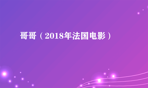 哥哥（2018年法国电影）