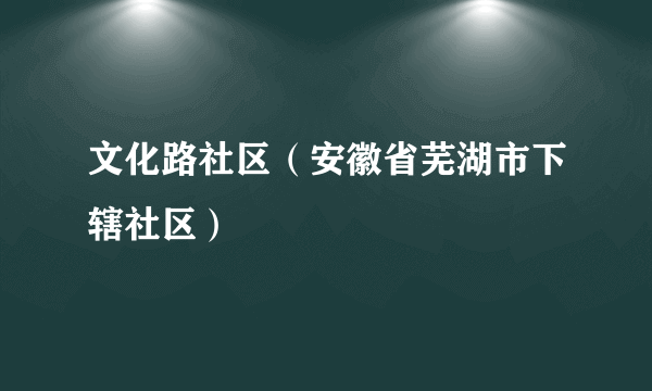 文化路社区（安徽省芜湖市下辖社区）