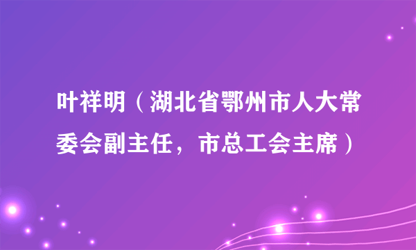 叶祥明（湖北省鄂州市人大常委会副主任，市总工会主席）