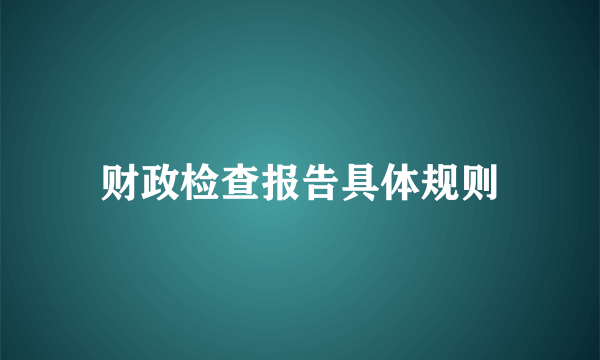 财政检查报告具体规则