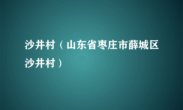 沙井村（山东省枣庄市薛城区沙井村）