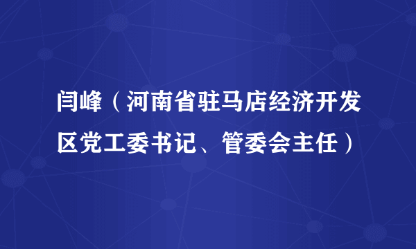 闫峰（河南省驻马店经济开发区党工委书记、管委会主任）