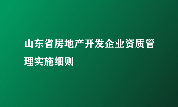 山东省房地产开发企业资质管理实施细则