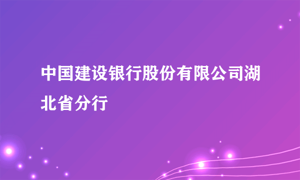 中国建设银行股份有限公司湖北省分行