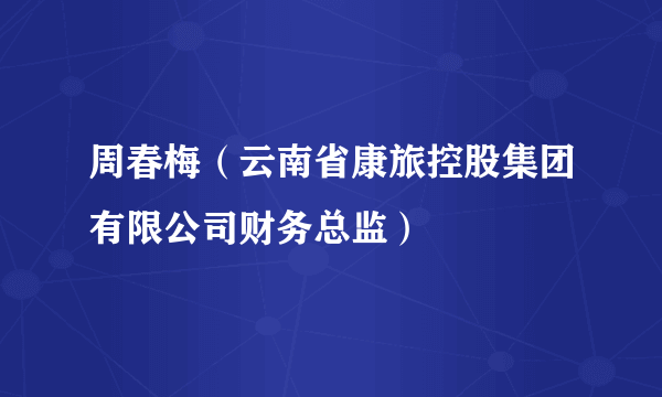 周春梅（云南省康旅控股集团有限公司财务总监）