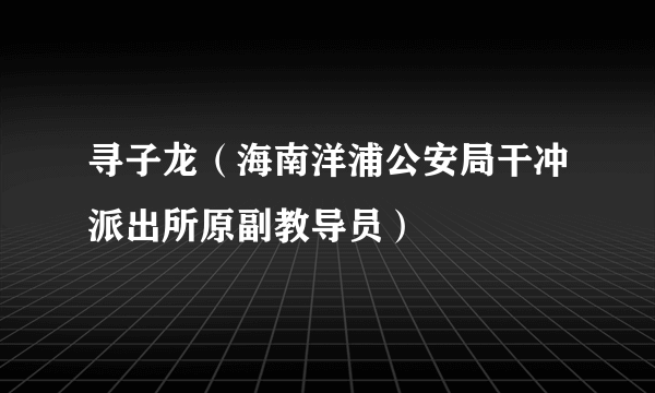 寻子龙（海南洋浦公安局干冲派出所原副教导员）