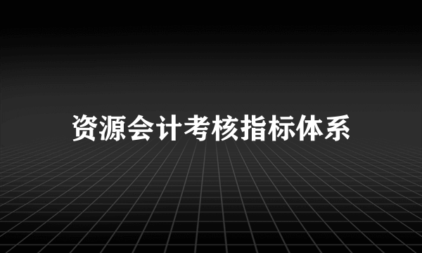 资源会计考核指标体系