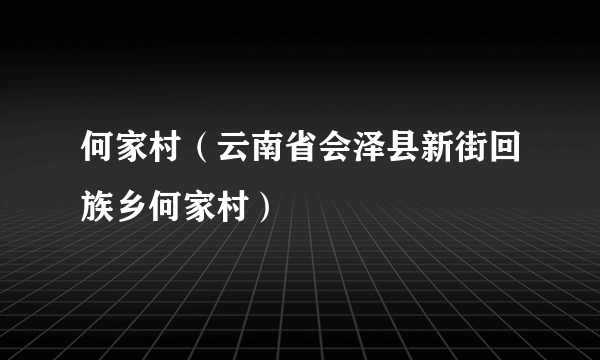 何家村（云南省会泽县新街回族乡何家村）