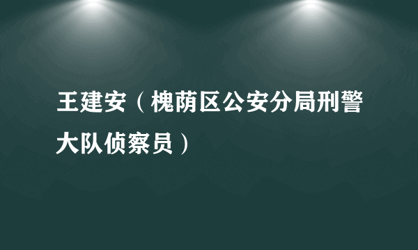 王建安（槐荫区公安分局刑警大队侦察员）