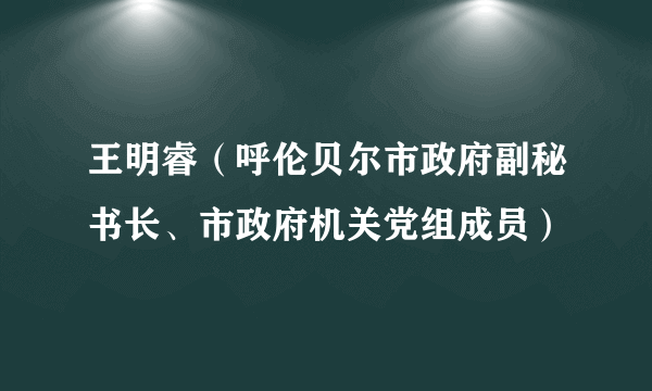 王明睿（呼伦贝尔市政府副秘书长、市政府机关党组成员）