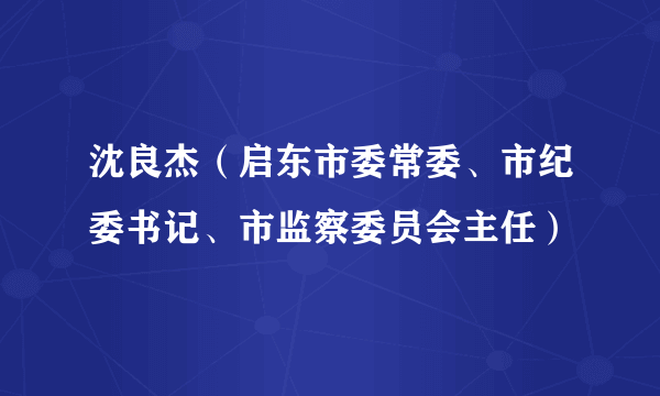 沈良杰（启东市委常委、市纪委书记、市监察委员会主任）