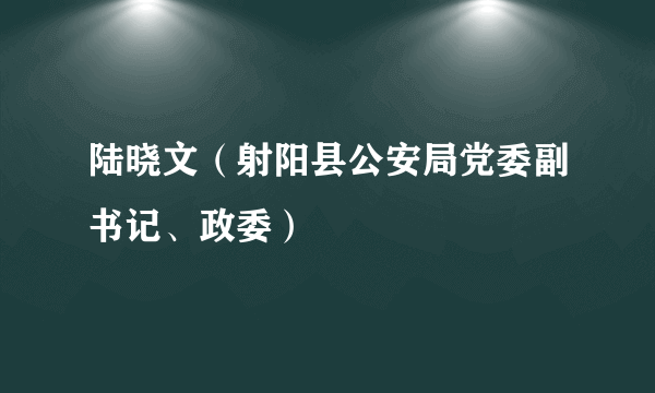 陆晓文（射阳县公安局党委副书记、政委）