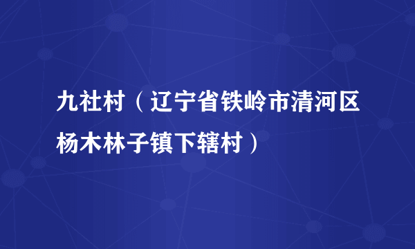 九社村（辽宁省铁岭市清河区杨木林子镇下辖村）