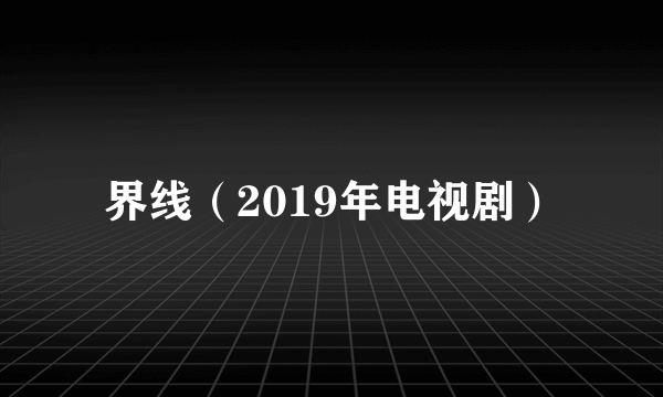 界线（2019年电视剧）