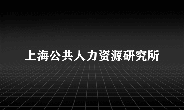 上海公共人力资源研究所