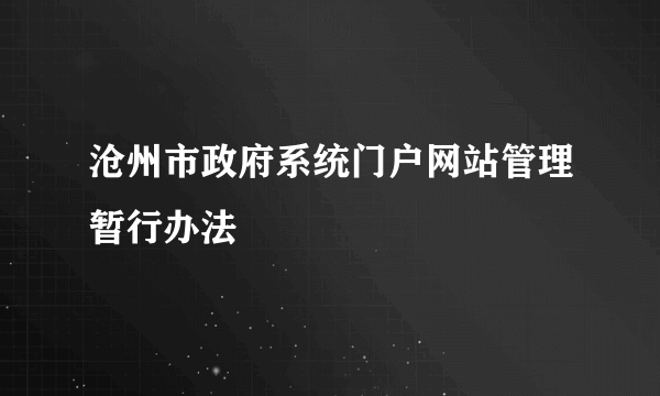 沧州市政府系统门户网站管理暂行办法