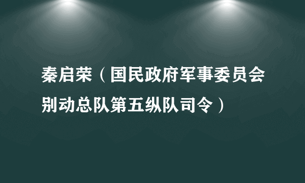 秦启荣（国民政府军事委员会别动总队第五纵队司令）