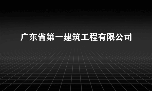 广东省第一建筑工程有限公司