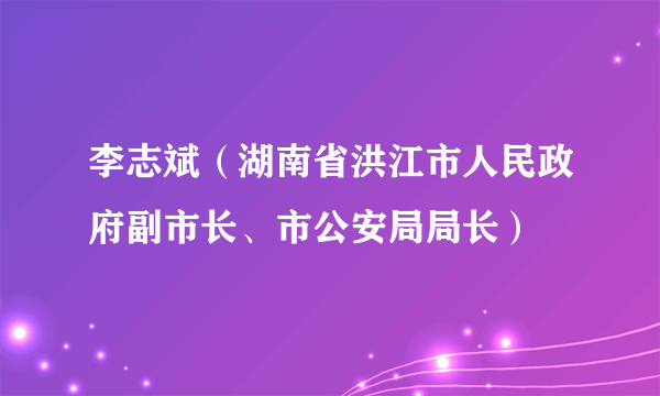 李志斌（湖南省洪江市人民政府副市长、市公安局局长）