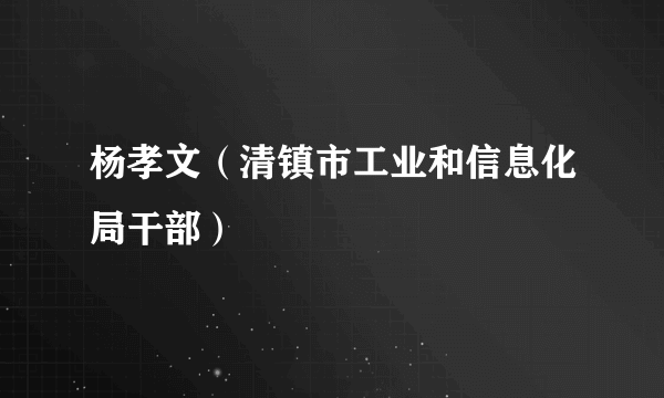 杨孝文（清镇市工业和信息化局干部）