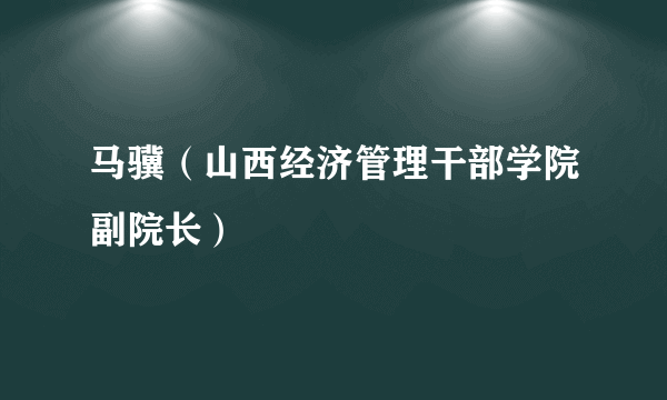 马骥（山西经济管理干部学院副院长）