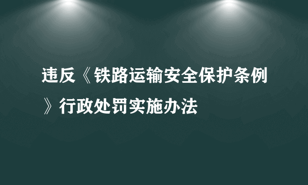 违反《铁路运输安全保护条例》行政处罚实施办法