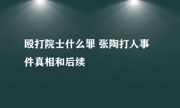 殴打院士什么罪 张陶打人事件真相和后续