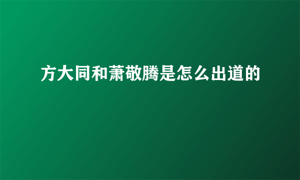 方大同和萧敬腾是怎么出道的