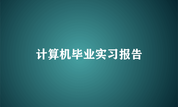 计算机毕业实习报告