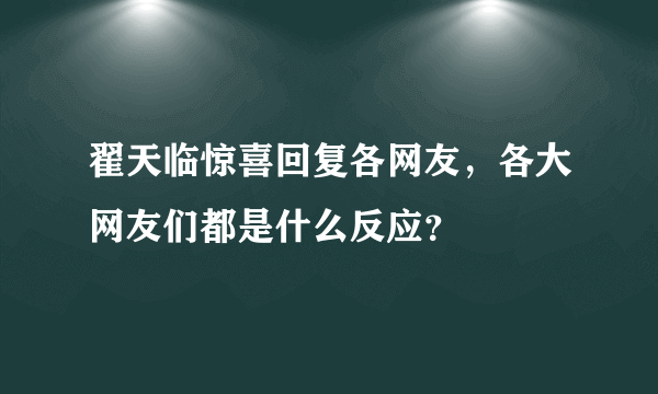 翟天临惊喜回复各网友，各大网友们都是什么反应？