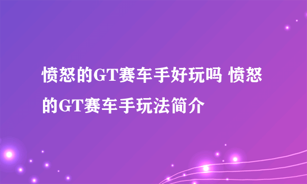 愤怒的GT赛车手好玩吗 愤怒的GT赛车手玩法简介