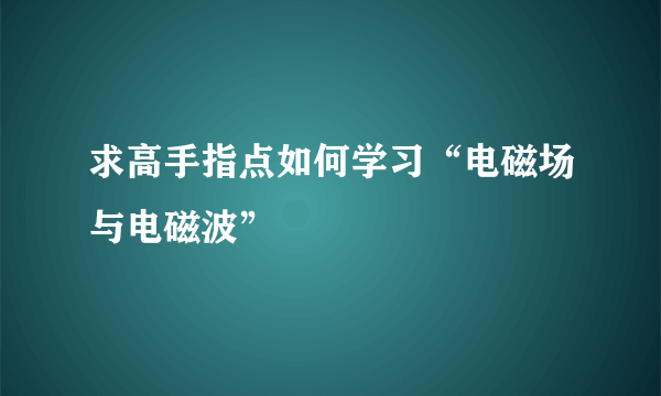 求高手指点如何学习“电磁场与电磁波”