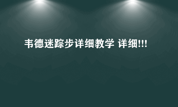 韦德迷踪步详细教学 详细!!!