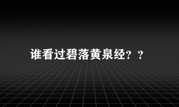 谁看过碧落黄泉经？？