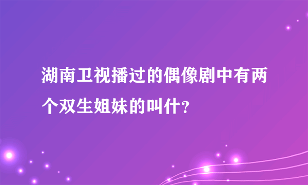 湖南卫视播过的偶像剧中有两个双生姐妹的叫什？